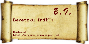 Beretzky Irén névjegykártya